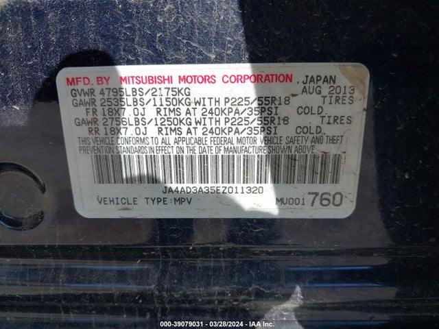 Mitsubishi Outlander Se 2014 JA4AD3A35EZ011320 Image 9