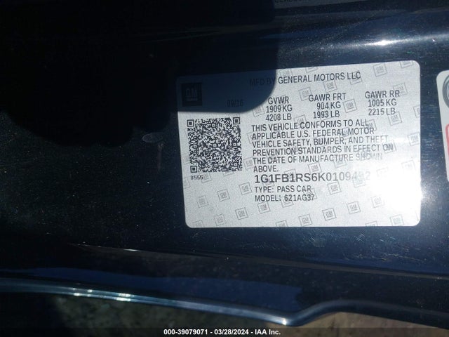 Chevrolet Camaro 1lt 2019 1G1FB1RS6K0109492 Image 9