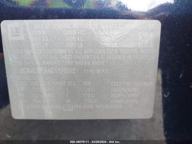 Chevrolet EQUINOX LS 2016 2GNALBEK4G1170692 Image 9