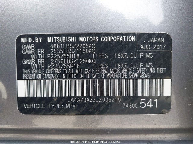 JA4AZ3A33JZ005219 Mitsubishi Outlander Se