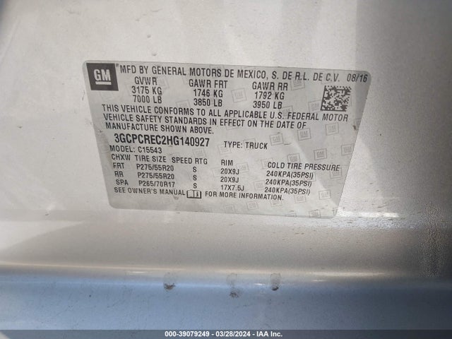 Chevrolet Silverado 1500 1lt 2017 3GCPCREC2HG140927 Image 9