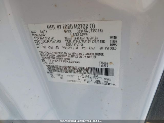 1FTFX1EF2EKE25143 Ford F-150 Xlt