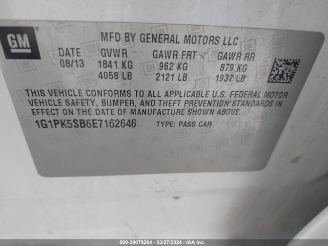 Chevrolet CRUZE LT 2014 1G1PK5SB6E7162646 Image 9