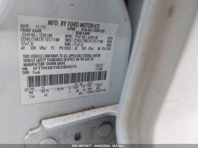 Ford F-250 Xl 2014 1FT7W2BT0EEB05373 Image 9