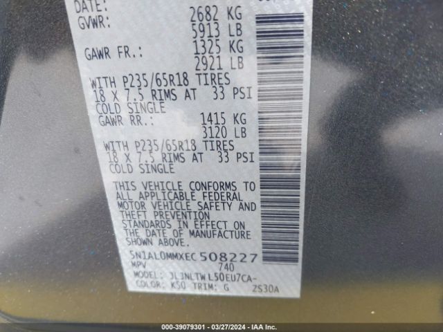 5N1AL0MMXEC508227 Infiniti QX60