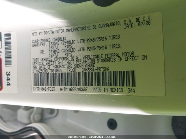 Toyota Tacoma Sr5 V6 2020 3TYAZ5CN8LT001045 Image 9