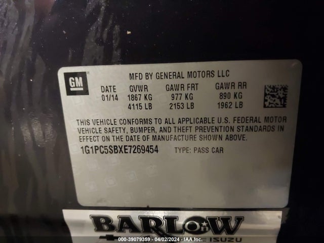Chevrolet Cruze 1lt Auto 2014 1G1PC5SBXE7269454 Image 9