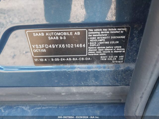 2006 SAAB 9-3 YS3FD49YX61021464 Photo 8