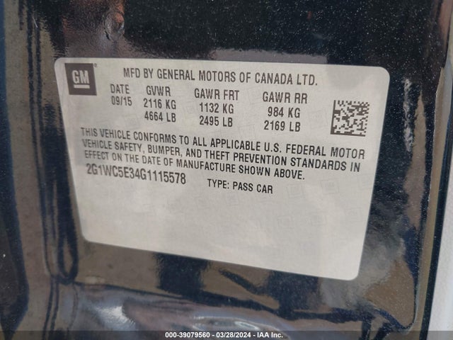 Chevrolet Impala Limited Ltz 2016 2G1WC5E34G1115578 Image 9