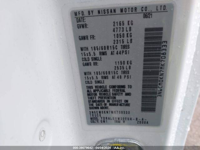 3N6CM0KN7MK708333 Nissan Nv200 Compact Cargo Sv Xtronic Cvt