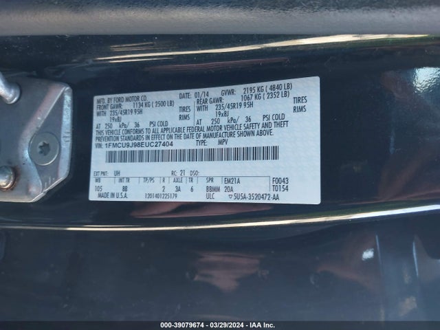 Ford Escape Titanium 2014 1FMCU9J98EUC27404 Image 9