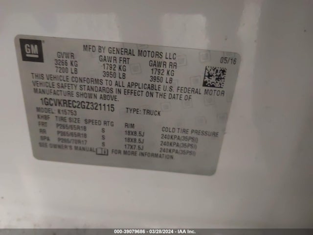 Chevrolet Silverado 1500 2lt 2016 1GCVKREC2GZ321115 Image 9