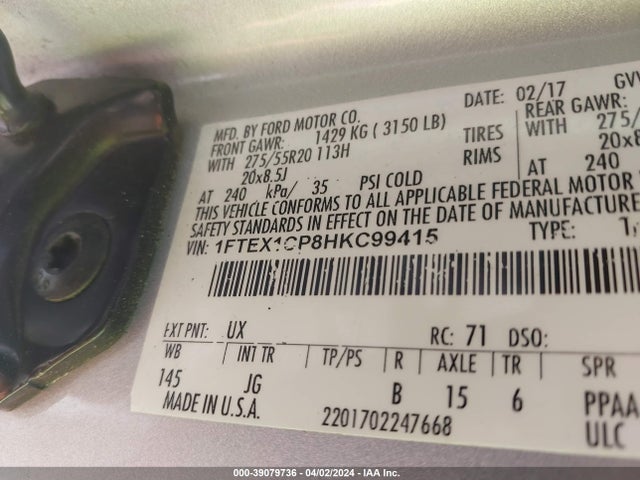 Ford F-150 Xl 2017 1FTEX1CP8HKC99415 Image 9