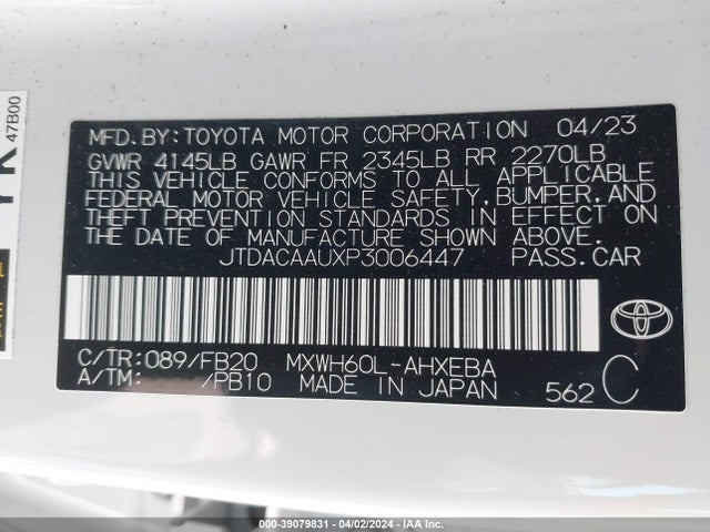 Toyota Prius Le 2023 JTDACAAUXP3006447 Image 9