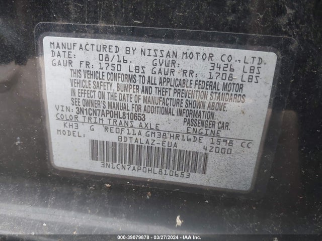 Nissan Versa 1.6 S+ 2017 3N1CN7AP0HL810653 Image 9