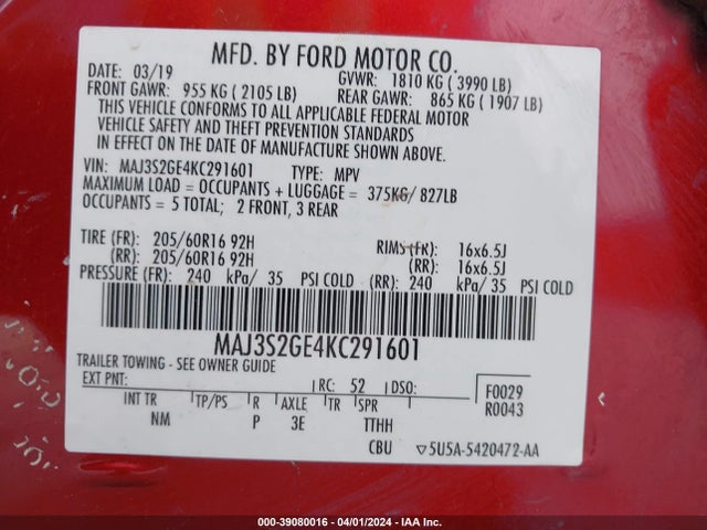 Ford Ecosport Se 2019 MAJ3S2GE4KC291601 Image 9