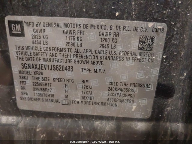 Chevrolet EQUINOX LT 2018 3GNAXJEV1JS620433 Image 9