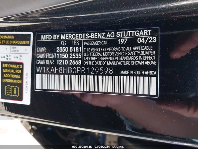 W1KAF8HB0PR129598 Mercedes-Benz Amg C 43 4matic