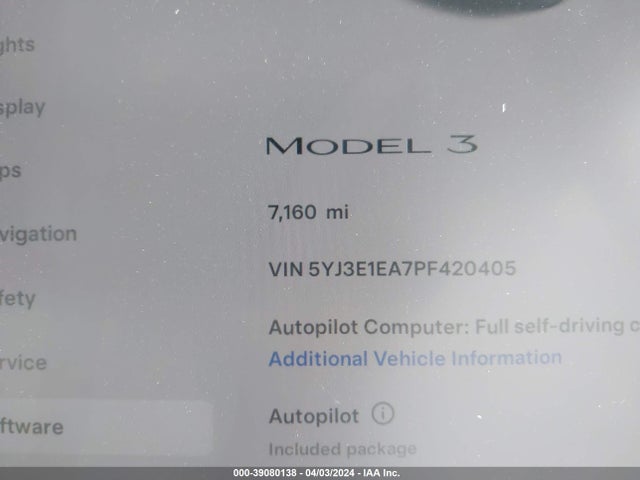 5YJ3E1EA7PF420405 Tesla Model 3 Rear-wheel Drive