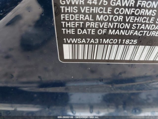 1VWSA7A31MC011825 Volkswagen Passat 2.0t Se