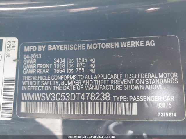 2013 MINI HARDTOP WMWSV3C53DT478238 Photo 8