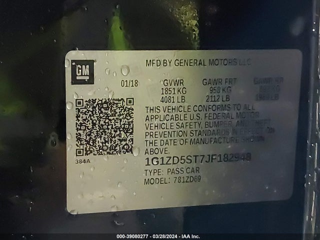 Chevrolet MALIBU LT 2018 1G1ZD5ST7JF182948 Image 9