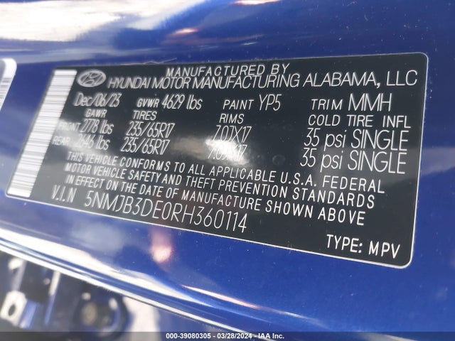 Hyundai TUCSON SEL 2024 5NMJB3DE0RH360114 Image 9