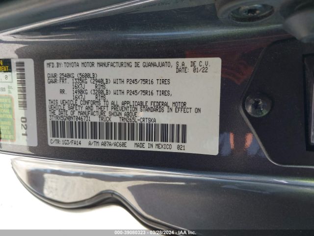 3TYRX5GN0NT046731 Toyota Tacoma Sr
