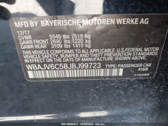 WBAJV6C58JBJ99723 BMW 640i Gran Turismo Xdrive