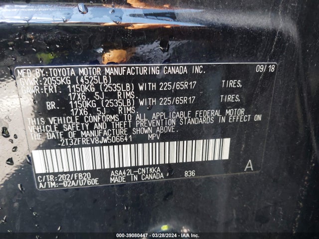 Toyota RAV4 LE 2018 2T3ZFREV8JW506641 Image 9