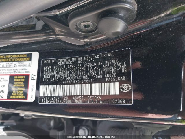 4T1BF1FK0HU792463 Toyota CAMRY SE