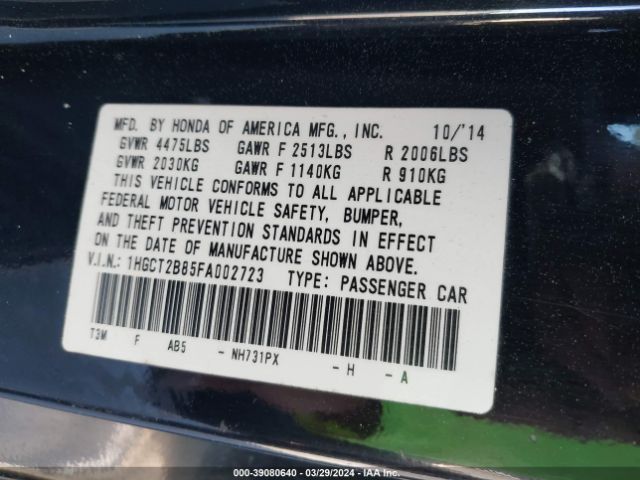 1HGCT2B85FA002723 Honda Accord Ex-l V-6