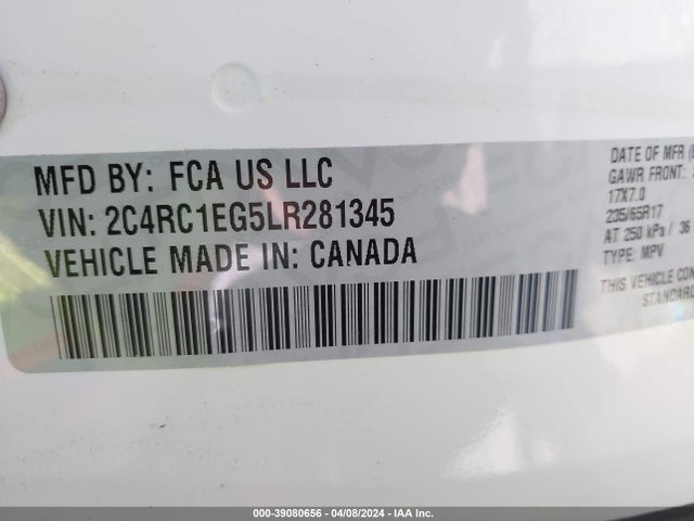 Chrysler Pacifica Touring L Plus 2020 2C4RC1EG5LR281345 Image 9