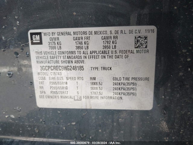 Chevrolet Silverado 1500 1lt 2017 3GCPCREC9HG248185 Image 9
