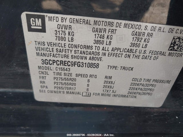 Chevrolet Silverado 1500 1lt 2015 3GCPCREC9FG310858 Image 9