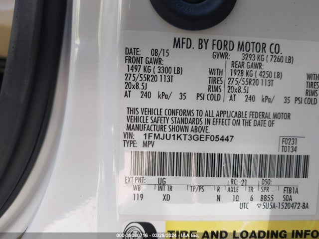 Ford Expedition Limited 2016 1FMJU1KT3GEF05447 Image 9