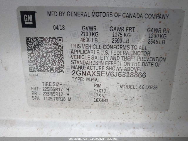 Chevrolet EQUINOX LT 2018 2GNAXSEV6J6318866 Image 9