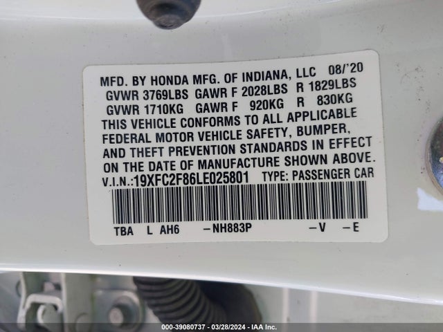 Honda Civic Sport 2020 19XFC2F86LE025801 Image 9