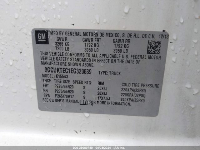 3GCUKTEC1EG320639 Chevrolet Silverado 1500 High Country