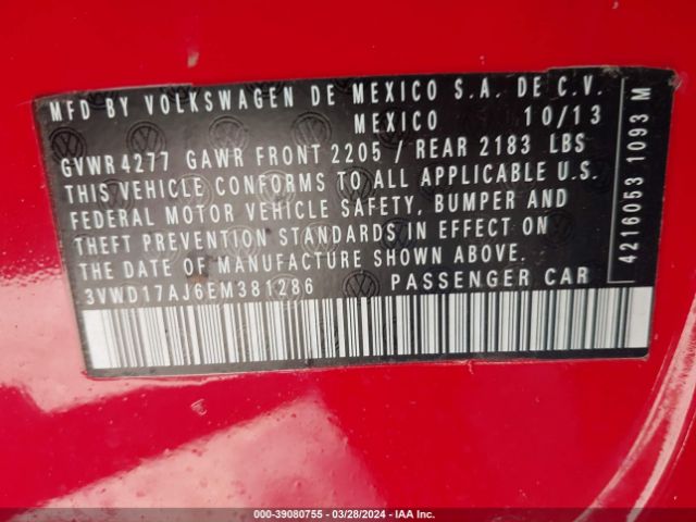 3VWD17AJ6EM381286 Volkswagen Jetta 1.8t Se