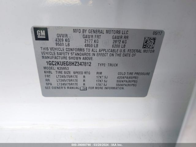 1GC2KUEG8HZ347812 Chevrolet Silverado 2500hd Wt