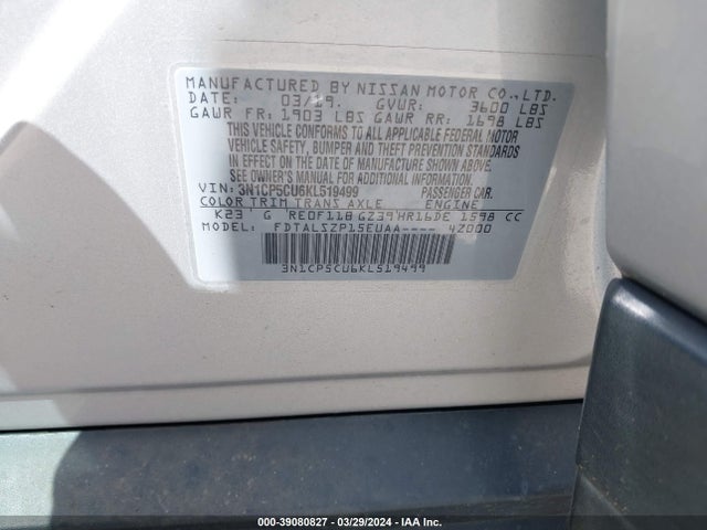 Nissan KICKS SV 2019 3N1CP5CU6KL519499 Image 9