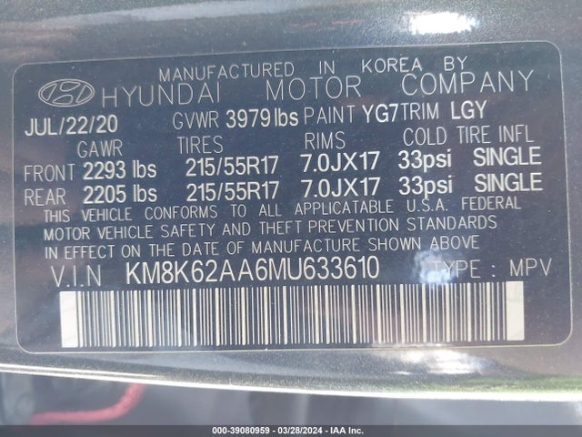 Hyundai Kona Sel Plus 2021 KM8K62AA6MU633610 Image 9