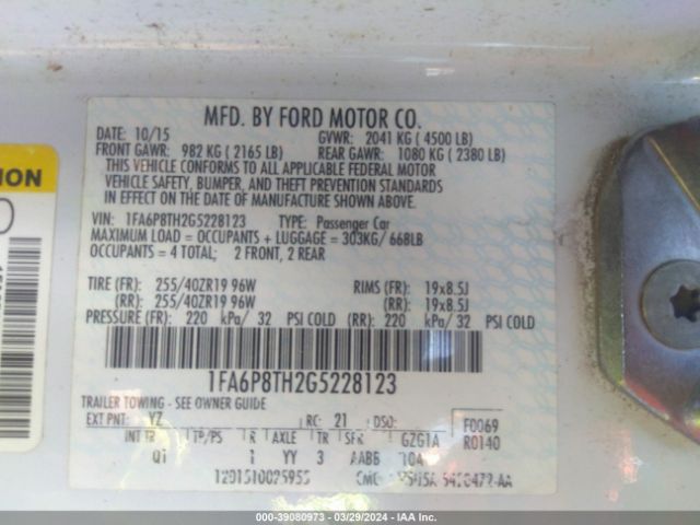 1FA6P8TH2G5228123 Ford Mustang Ecoboost