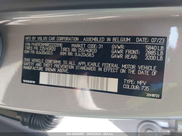 YV4ER3XM8R2232916 Volvo Xc40 Recharge Pure Electric Twin Ultimate