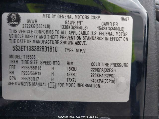 2008 SAAB 9-7X 5S3ET13S382801810 Photo 8