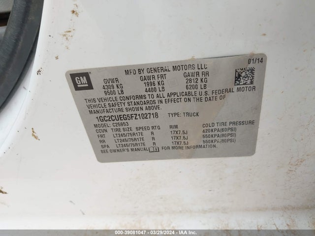 Chevrolet Silverado 2500hd Wt 2015 1GC2CUEG5FZ102718 Image 9