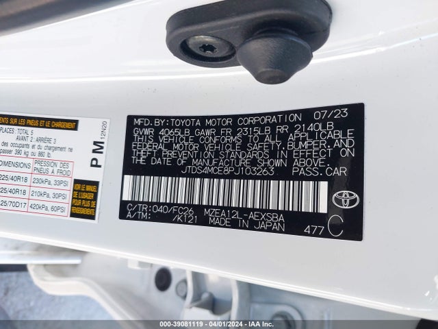 Toyota COROLLA SE 2023 JTDS4MCE8PJ103263 Image 9