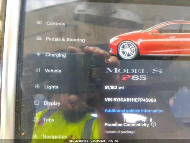 5YJSA1H11EFP45986 Tesla Model S P85