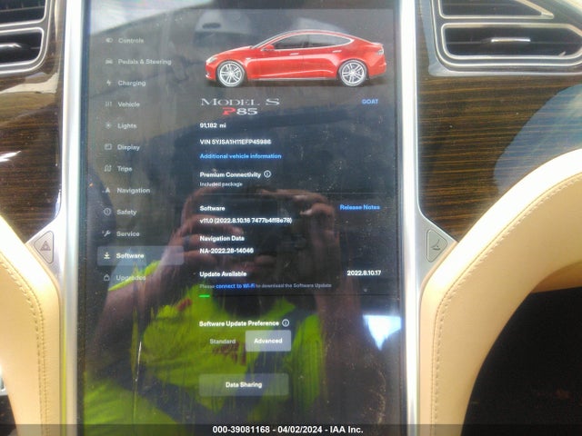 5YJSA1H11EFP45986 Tesla Model S P85